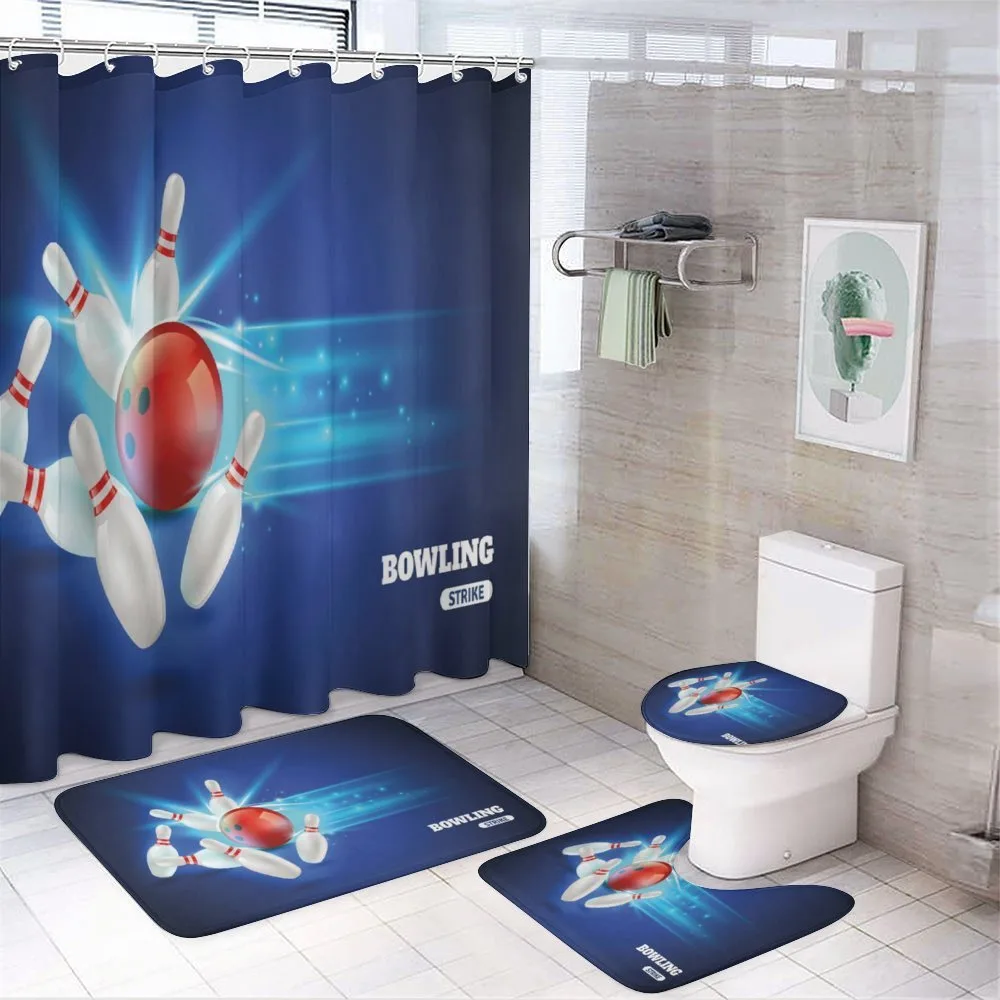 Strike Red Ball Pins 4-Piece Bathroom Set product video