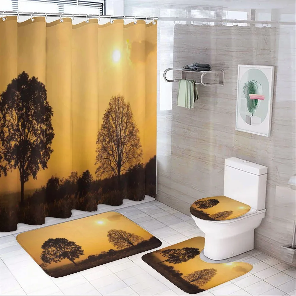Tree on Sunset Twilight — 4-Piece Bathroom Set preview