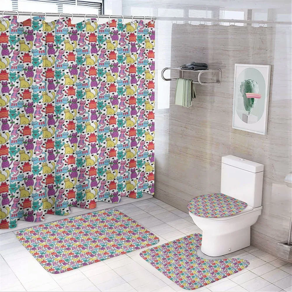 Colorful Romantic Mascots — 4-Piece Bathroom Set preview