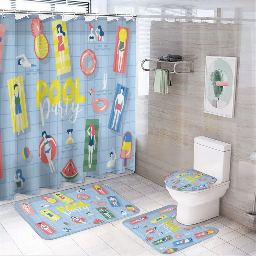 Doodle Characters Summer — 4-Piece Bathroom Set preview