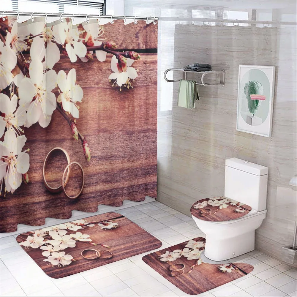 Flowers Rings Wooden — 4-Piece Bathroom Set preview
