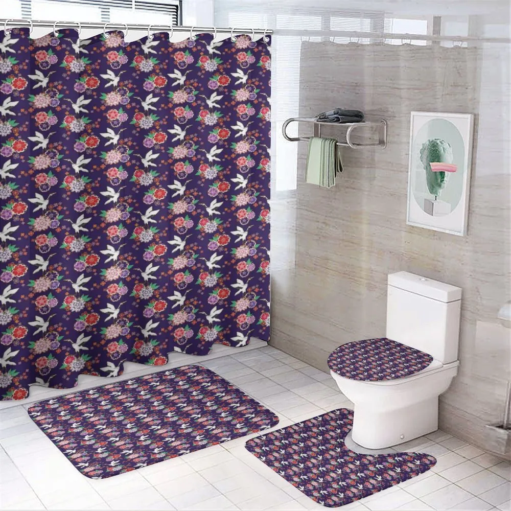 Flying Crane and Flowers — 4-Piece Bathroom Set preview