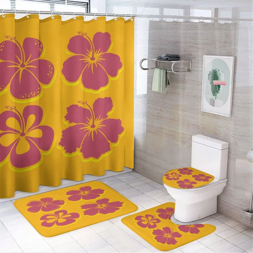 Hibiscus Flower Silhouettes — 4-Piece Bathroom Set preview