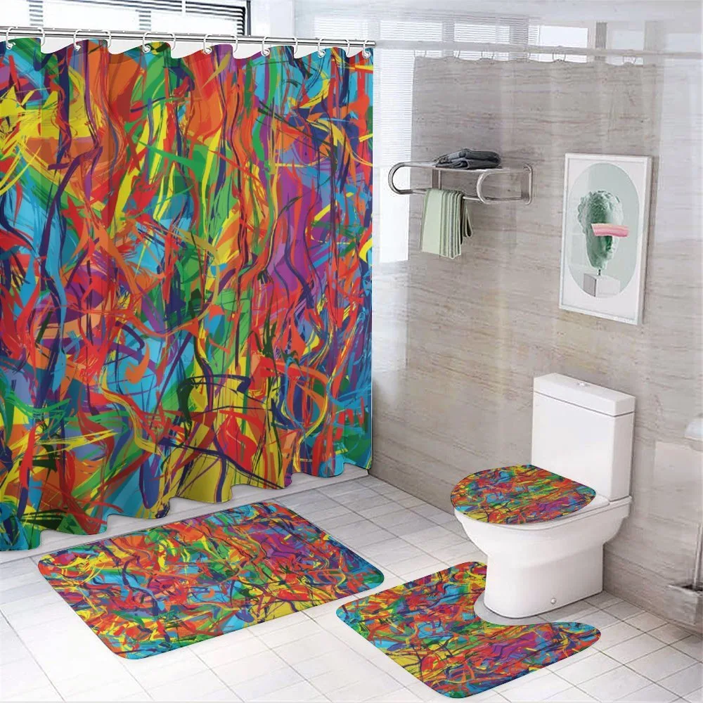Rainbow Circled Pattern — 4-Piece Bathroom Set preview