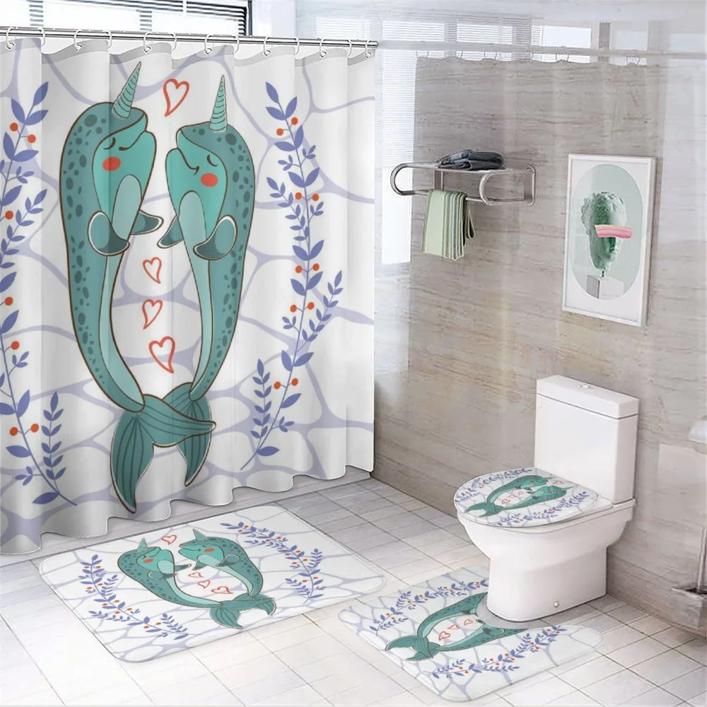 Valentines Day Whales 4-Piece Bathroom Set product video