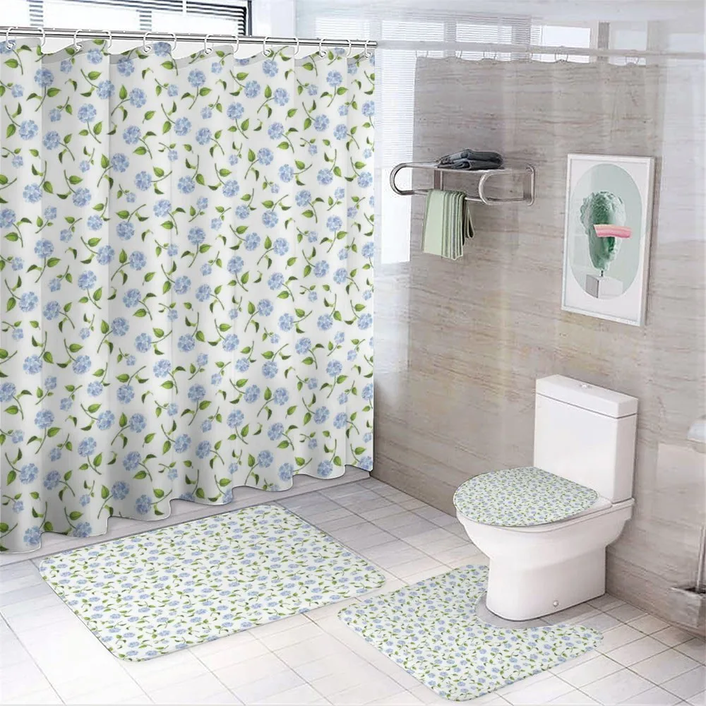 Watercolor Blue Hydrangea — 4-Piece Bathroom Set preview