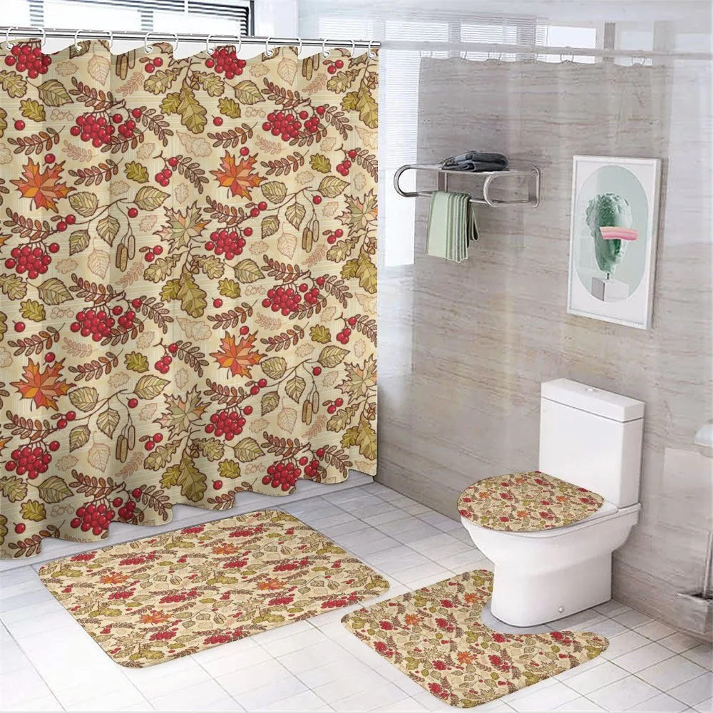 Fall Themed Mixed Pattern — 4-Piece Bathroom Set preview
