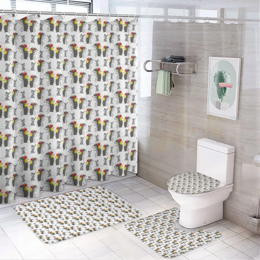 Funny Hedgehog Mouse — 4-Piece Bathroom Set preview