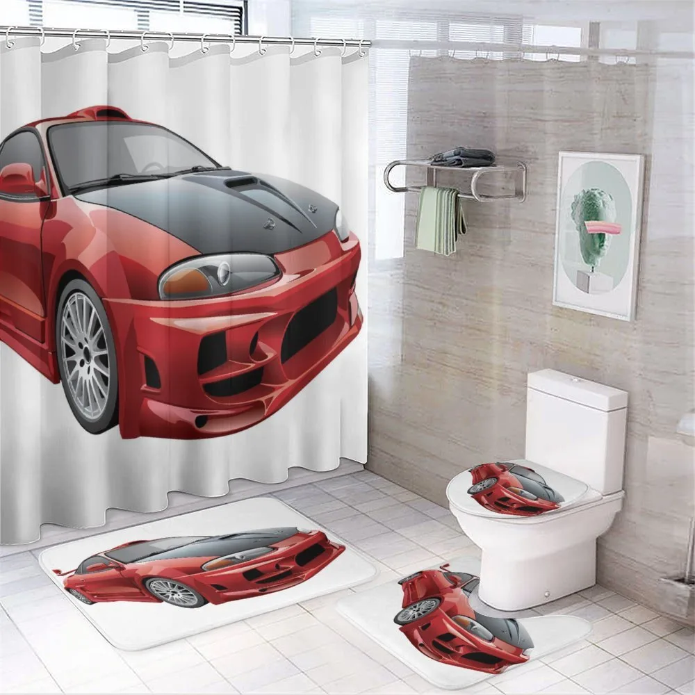 Red Dragster Automobile — 4-Piece Bathroom Set preview