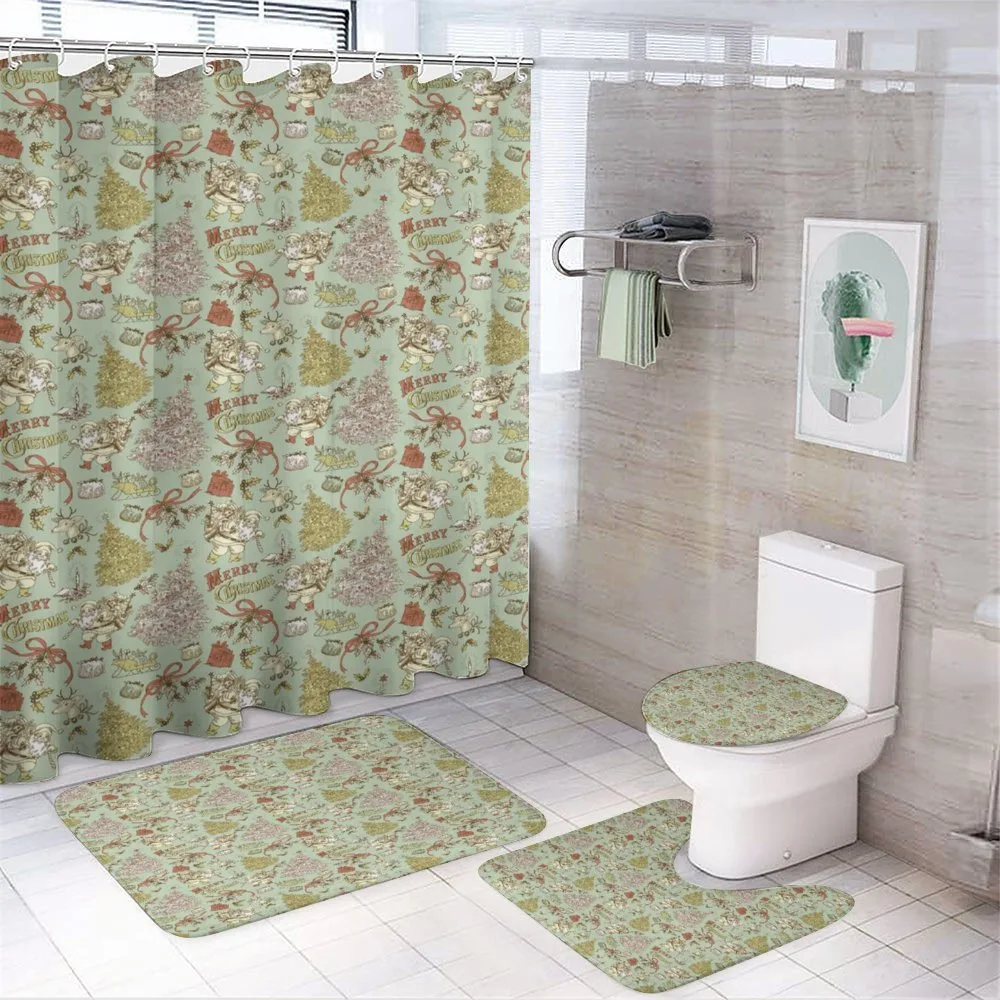 Vintage Tree Santa — 4-Piece Bathroom Set preview