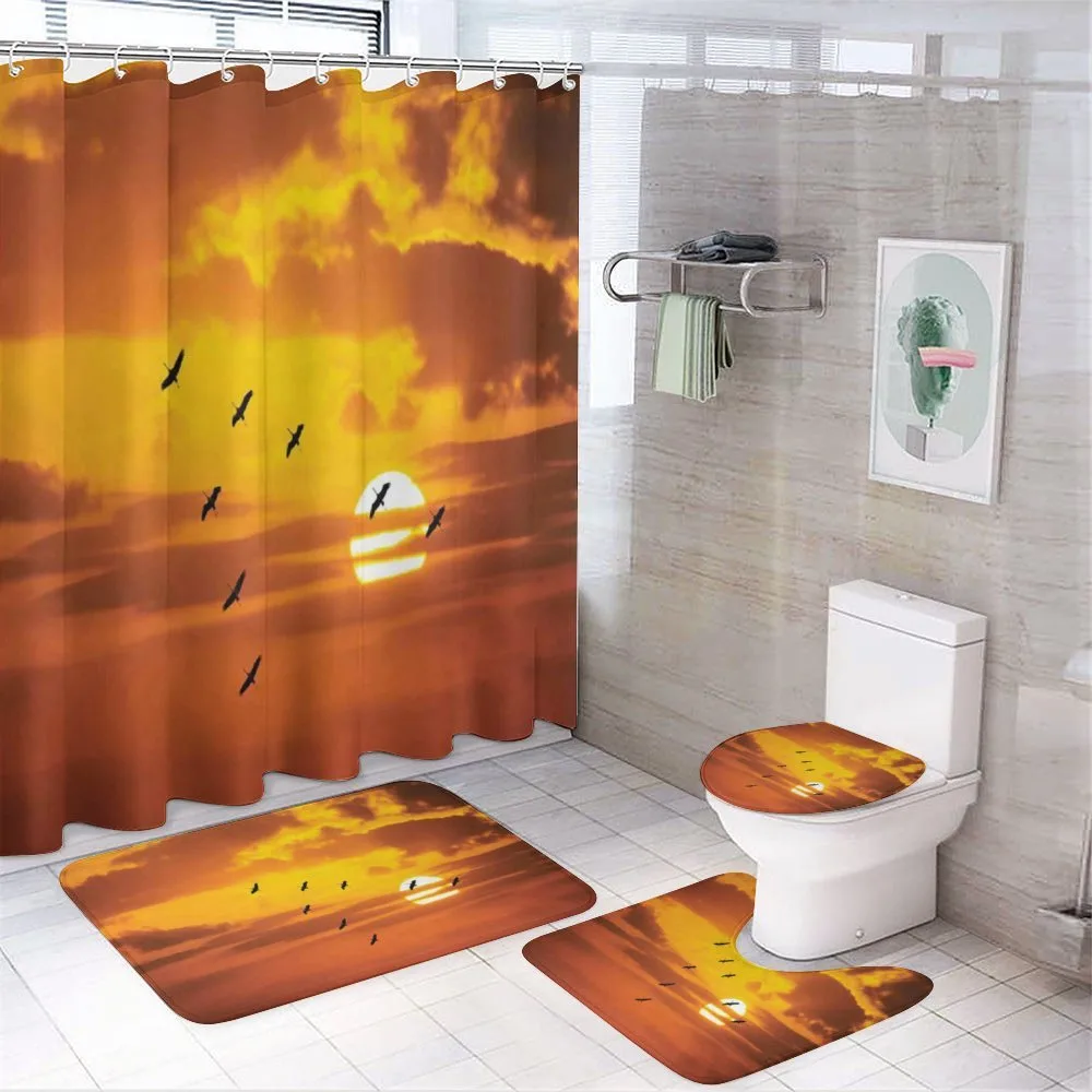 Birds Flying at Sunset — 4-Piece Bathroom Set preview