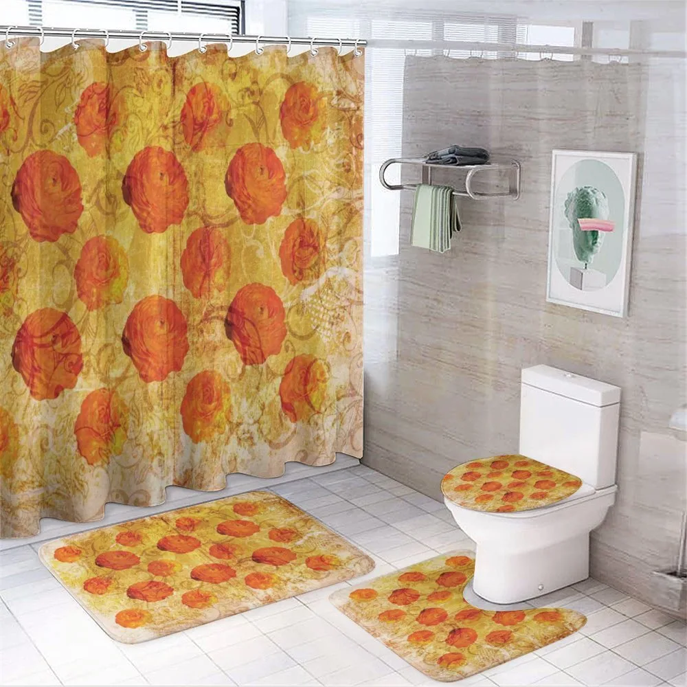 Grunge Rose Floral Art — 4-Piece Bathroom Set preview