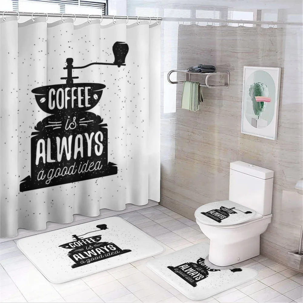 Grungy Typography Coffee — 4-Piece Bathroom Set preview