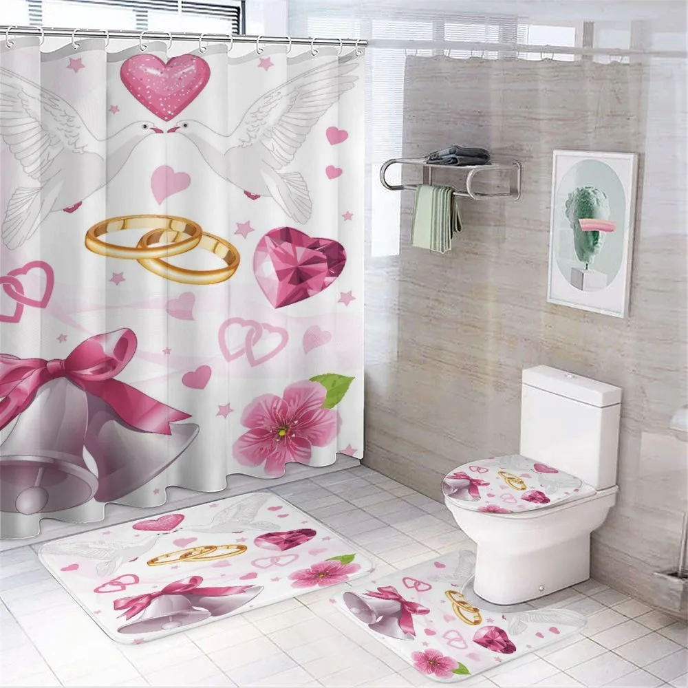 Wedding Rings Hearts — 4-Piece Bathroom Set preview
