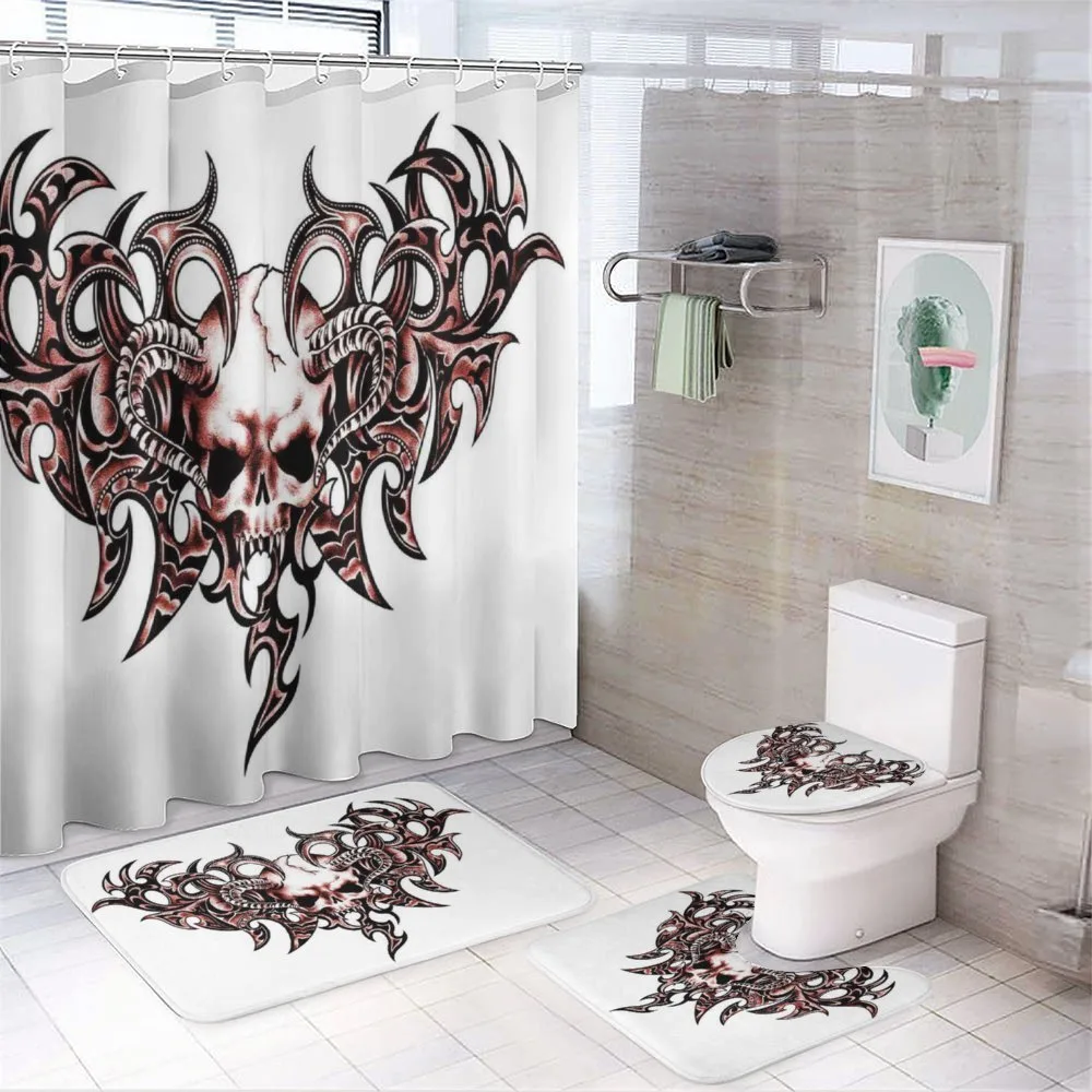 Goat Skull Shaped Swirls 4-Piece Bathroom Set product video