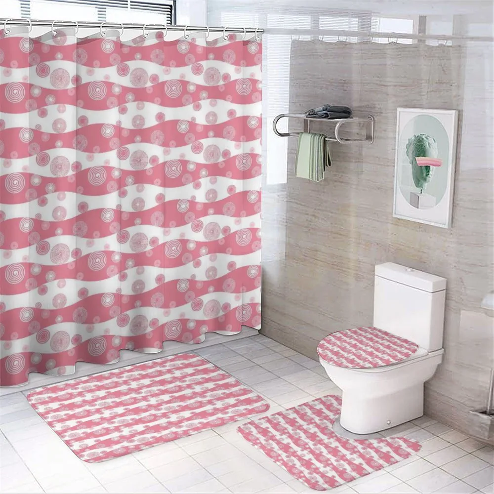 Monochrome Swirls Stripes — 4-Piece Bathroom Set preview