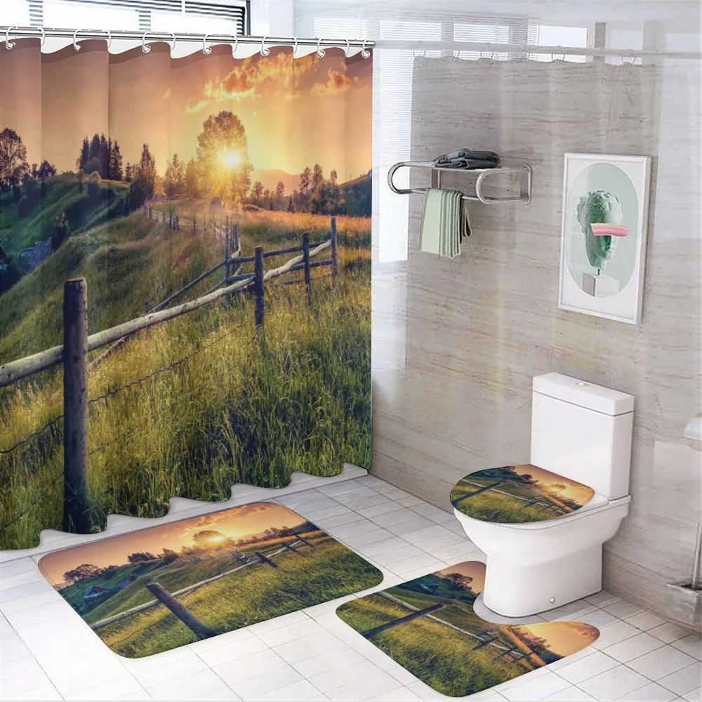 Morning Sunbeams Sky — 4-Piece Bathroom Set preview