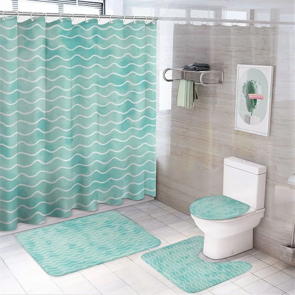 Ocean Sea Wave Pattern — 4-Piece Bathroom Set preview