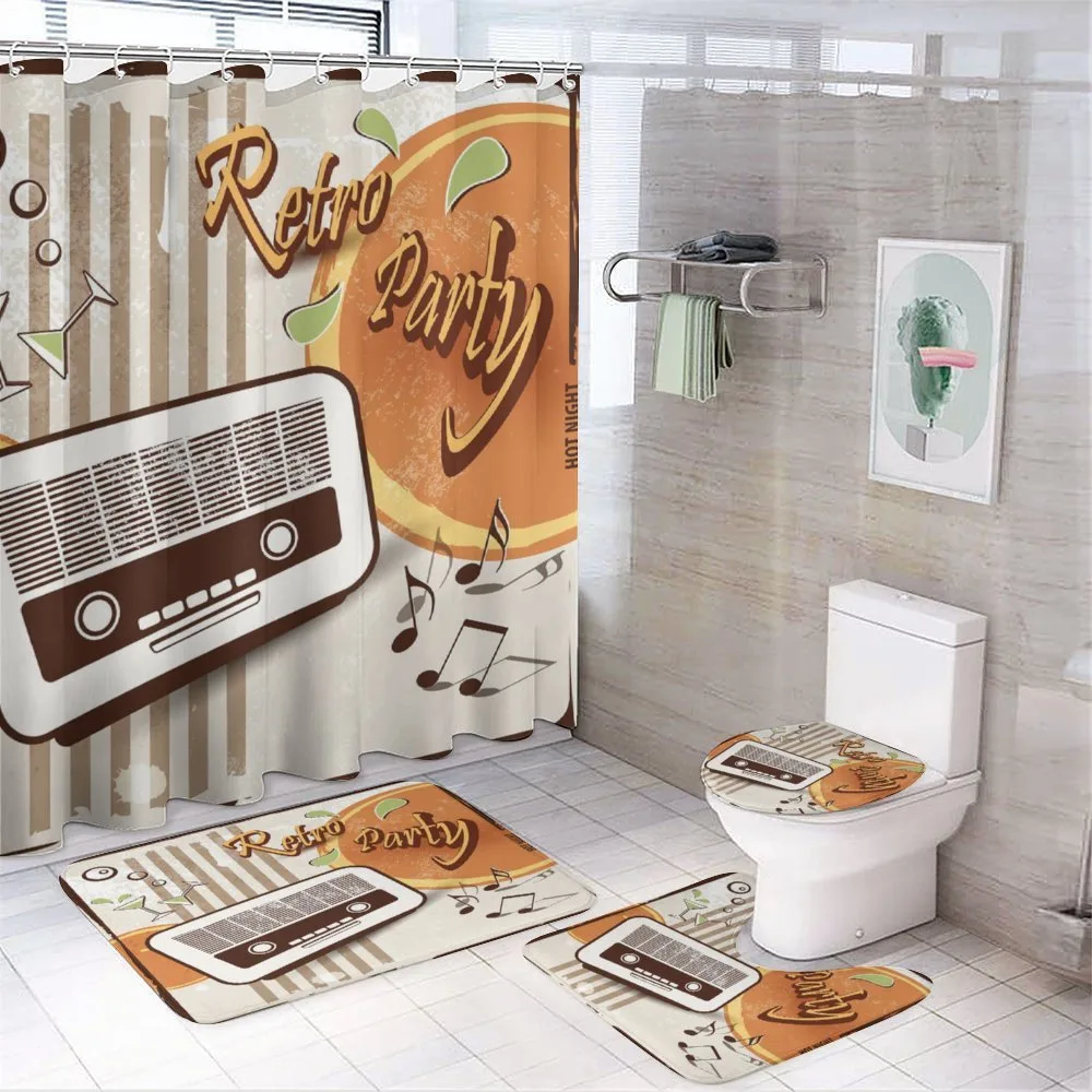 Party Art with Old Radio — 4-Piece Bathroom Set preview