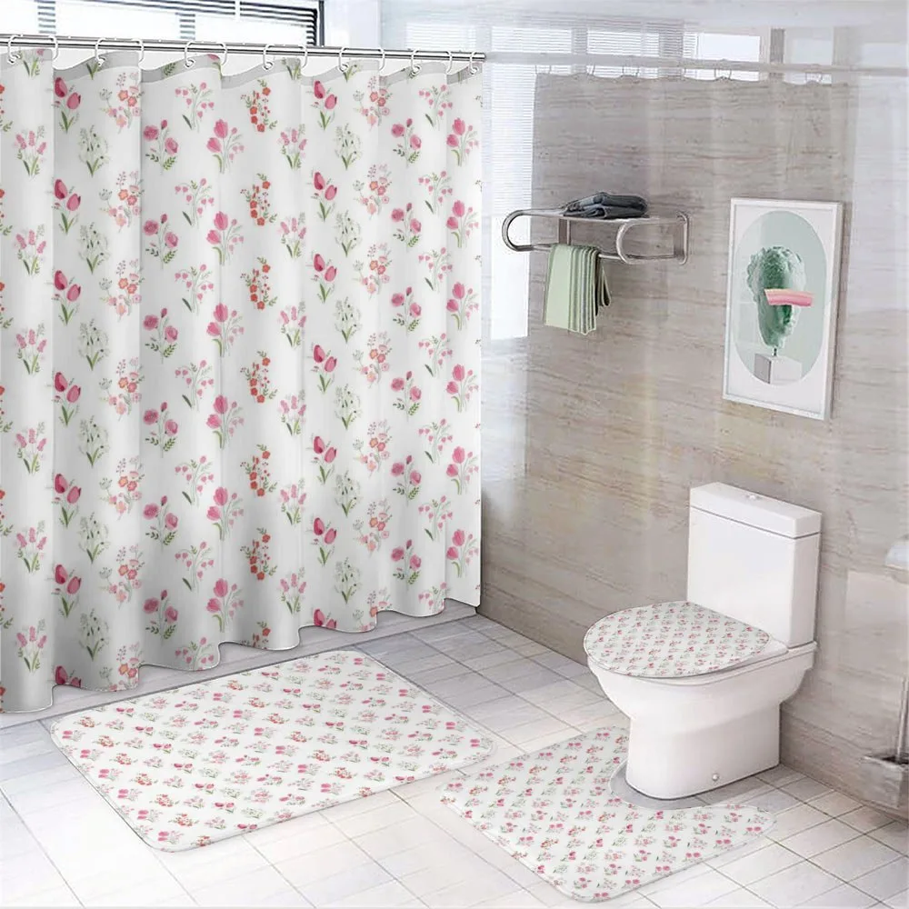 Roses Tulips Snowdrops — 4-Piece Bathroom Set preview