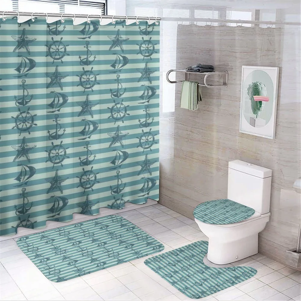 Ship Wheel Anchor 4-Piece Bathroom Set product video