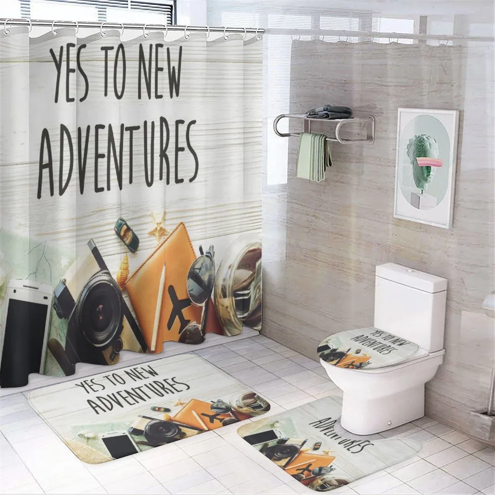 Wanderlust Retro Text — 4-Piece Bathroom Set preview