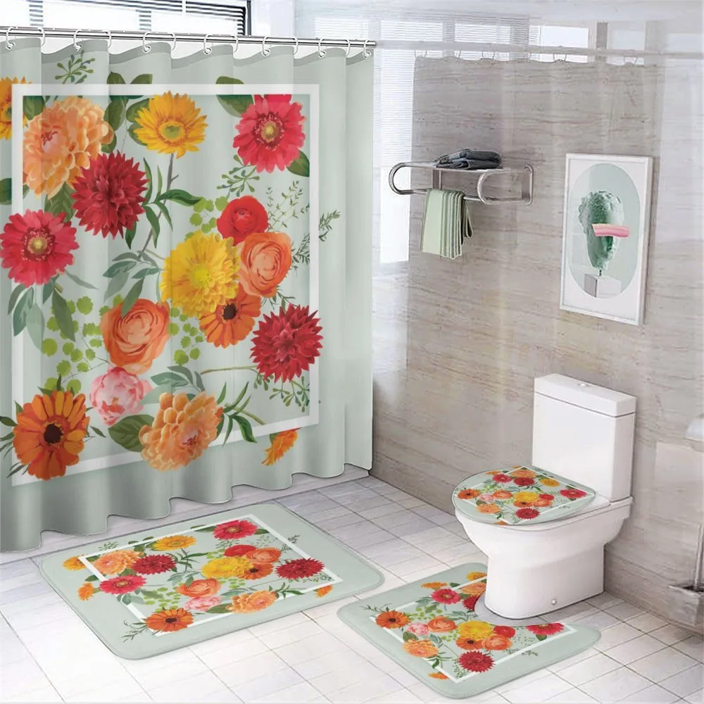 Floral Flower Leaf — 4-Piece Bathroom Set preview