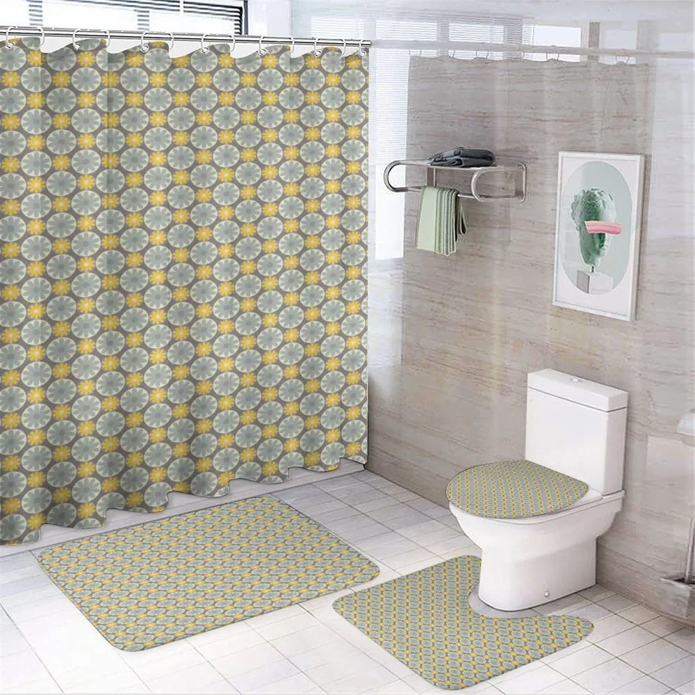 Flowers in Circular Frames — 4-Piece Bathroom Set preview