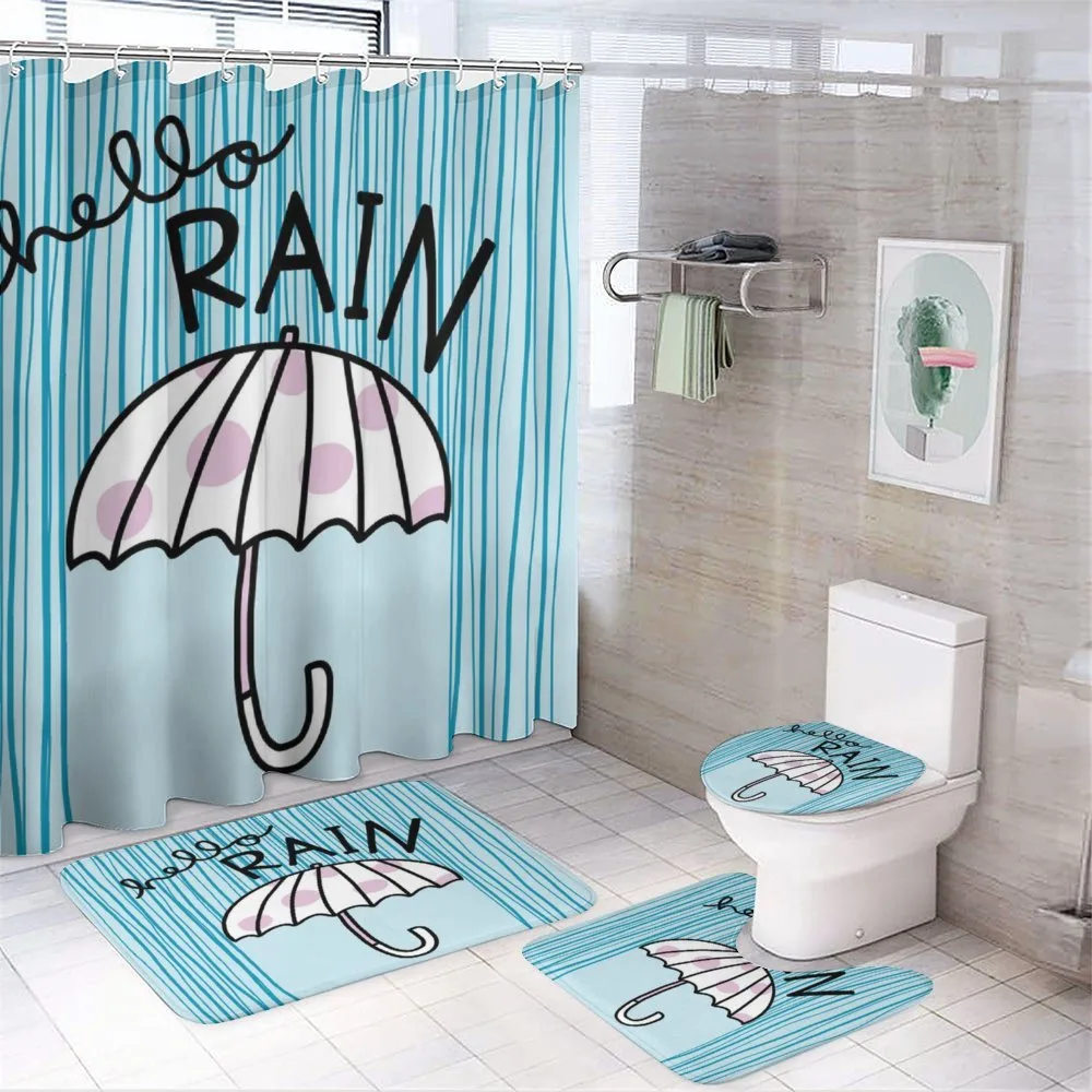 Hello Rain Wording Umbrella — 4-Piece Bathroom Set preview