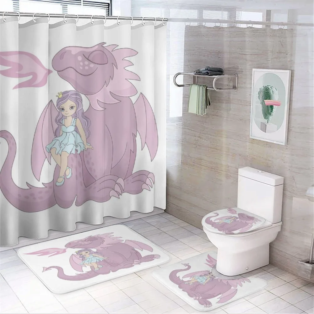 Princess Sitting on Creature — 4-Piece Bathroom Set preview
