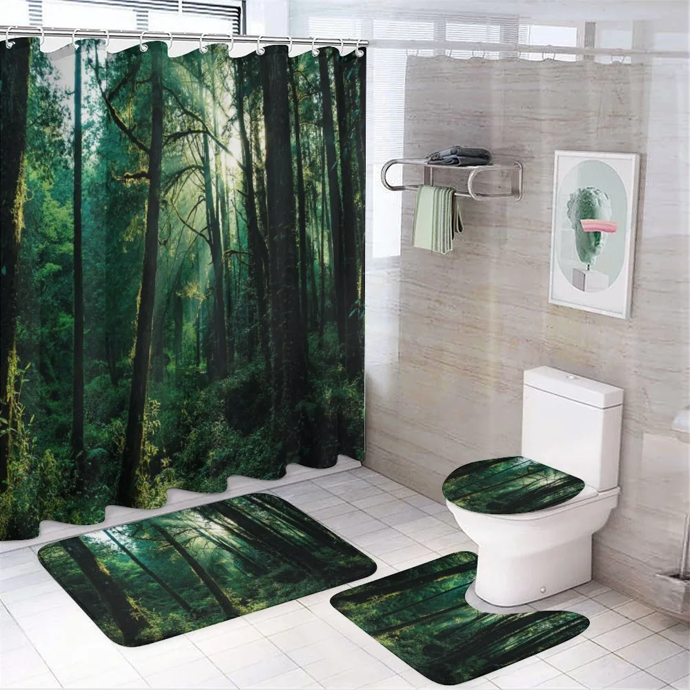 Sunset in Woods Trees — 4-Piece Bathroom Set preview