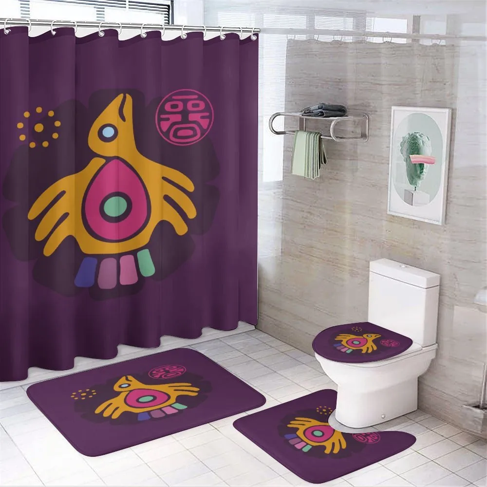 Symbolic Bird and Stamp Art — 4-Piece Bathroom Set preview