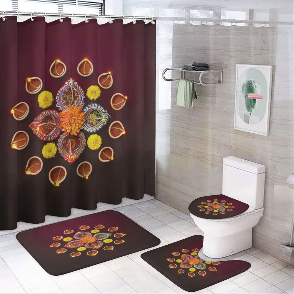 Flowers Burning Candles 4-Piece Bathroom Set product video