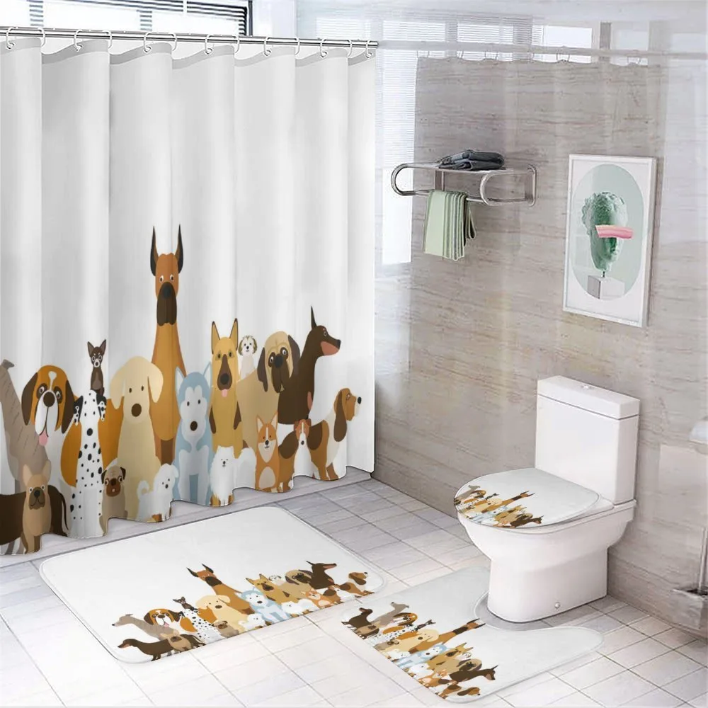 Funny Pet Breeds Cartoon — 4-Piece Bathroom Set preview