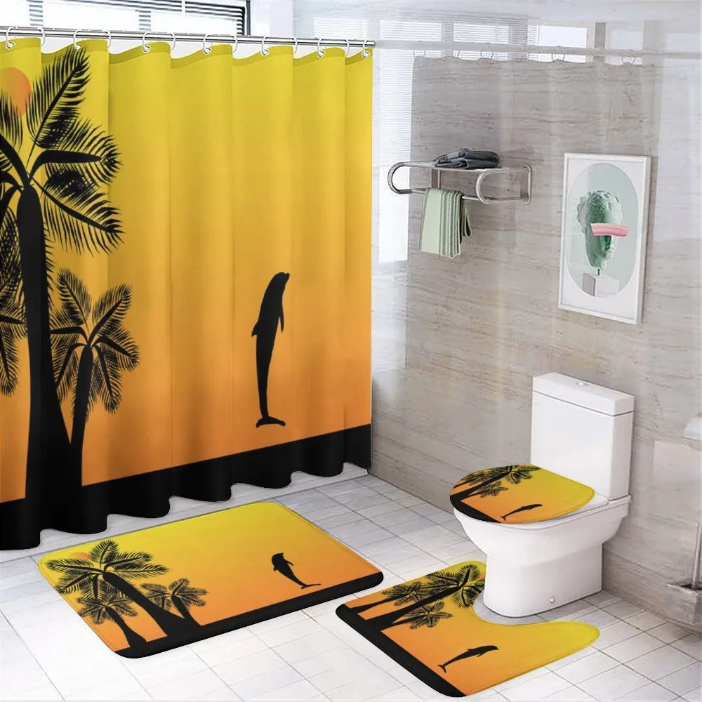 Ombre Sunset Palms Dolphin — 4-Piece Bathroom Set preview