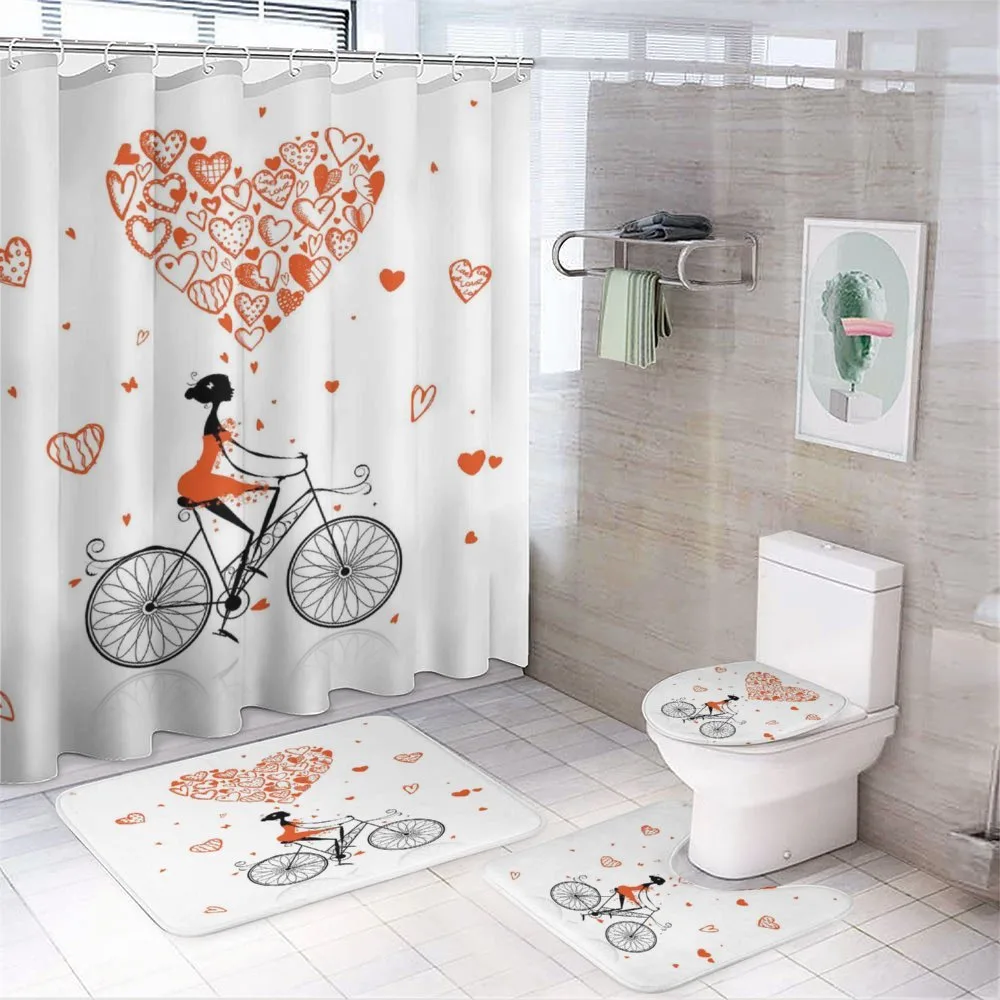 Romantic Cyclist Girl — 4-Piece Bathroom Set preview
