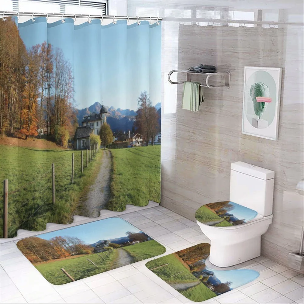 Walkway to Castle Autumn 4-Piece Bathroom Set product video