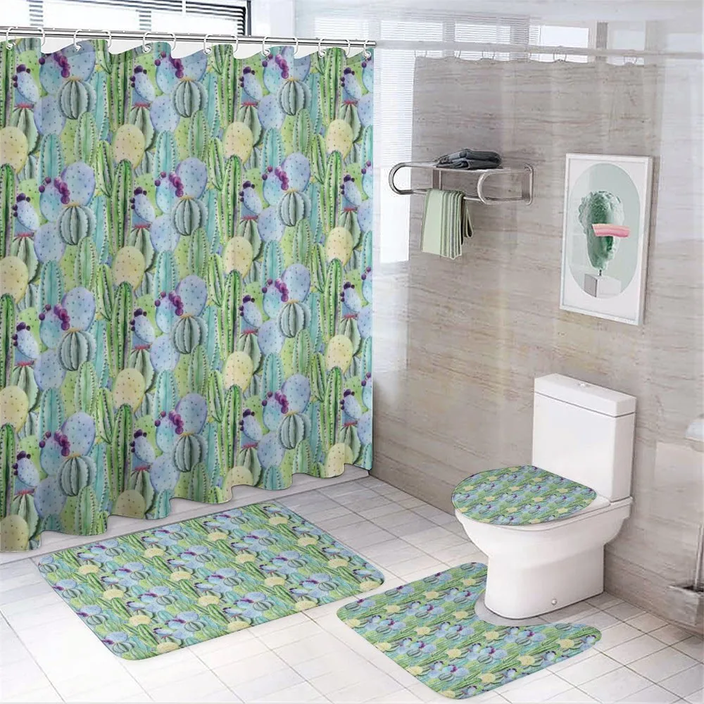 Cactus Plant Pattern — 4-Piece Bathroom Set preview
