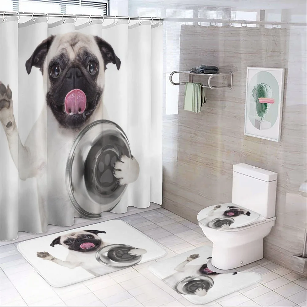 Dog Holding Food Bowl — 4-Piece Bathroom Set preview