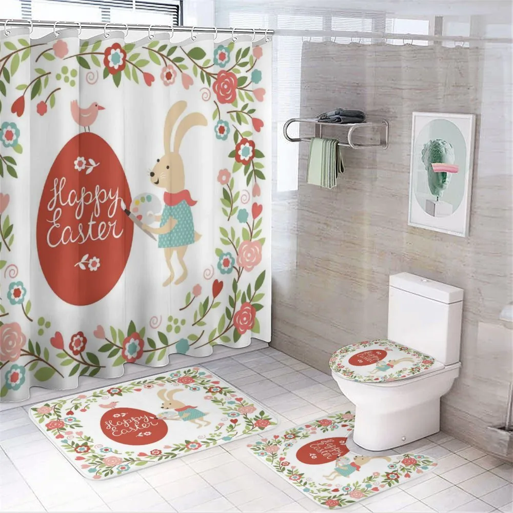 Egg Bunny Bloom Floral Frame — 4-Piece Bathroom Set preview