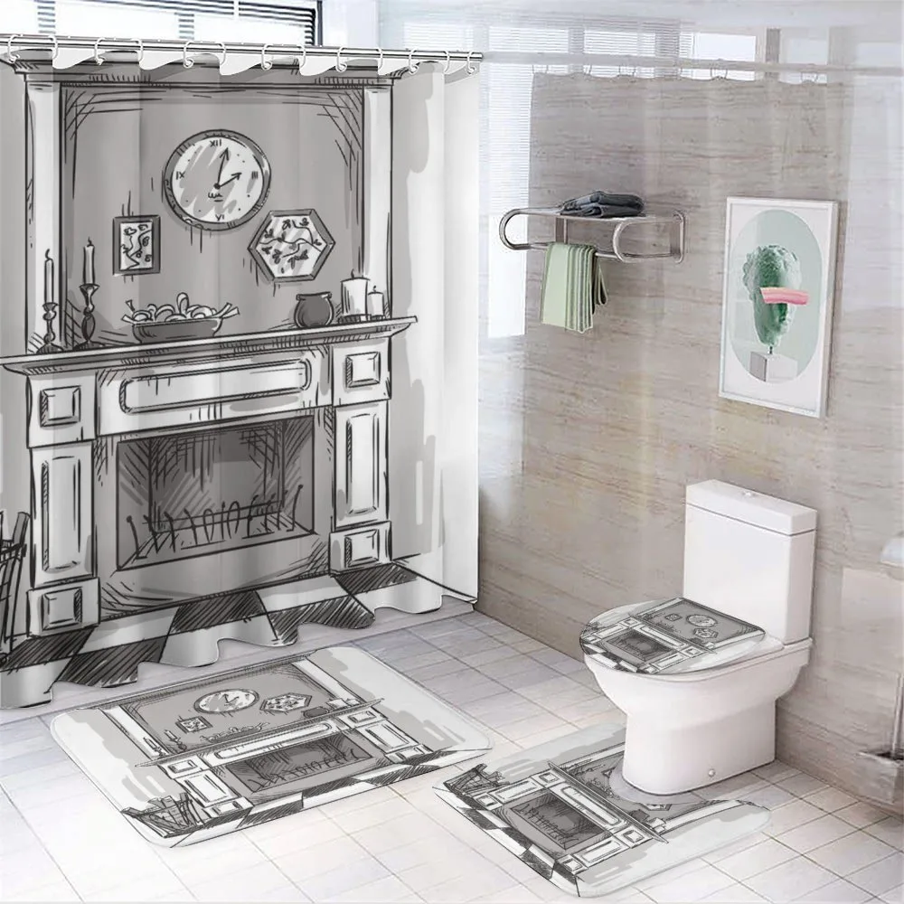 Greyscale Cozy Edge Home — 4-Piece Bathroom Set preview