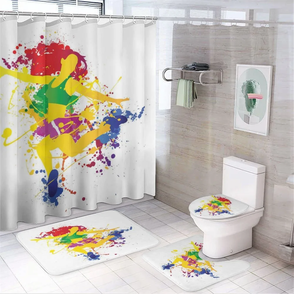 Red Hair Fitness Girl Dancer — 4-Piece Bathroom Set preview
