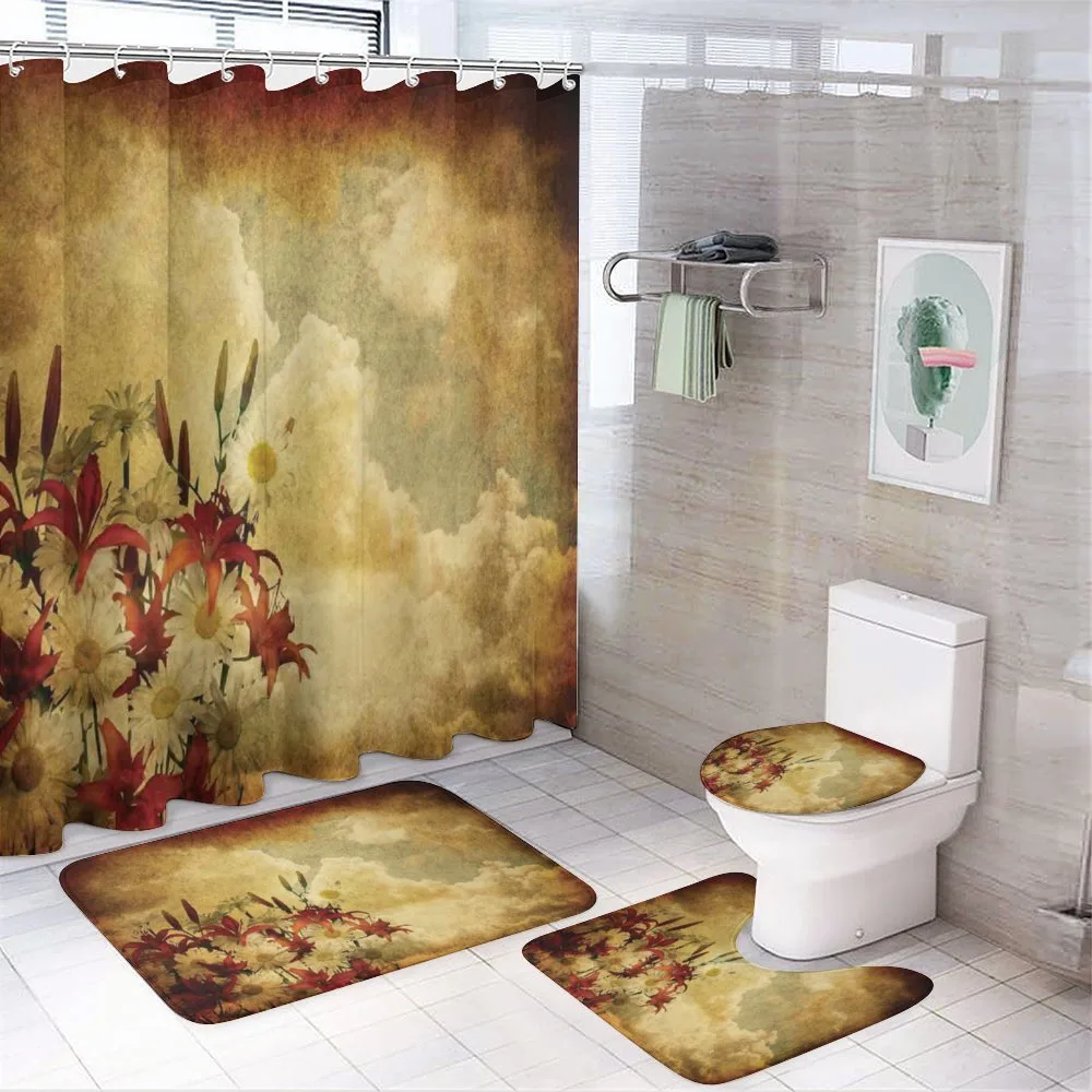Retro Flower Chamomile — 4-Piece Bathroom Set preview