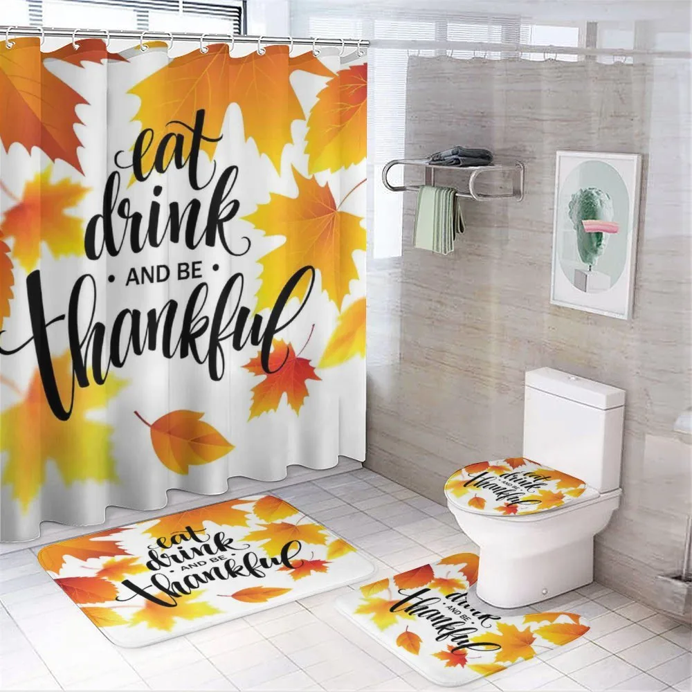Autumn Thanksgiving Text — 4-Piece Bathroom Set preview
