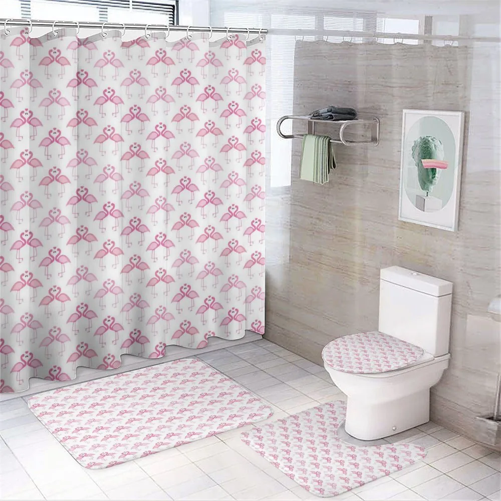 Cutsy Love Flamingos Art — 4-Piece Bathroom Set preview