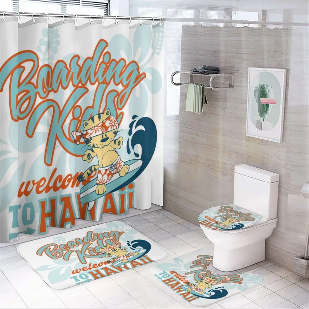 Kitten Surfing — 4-Piece Bathroom Set preview