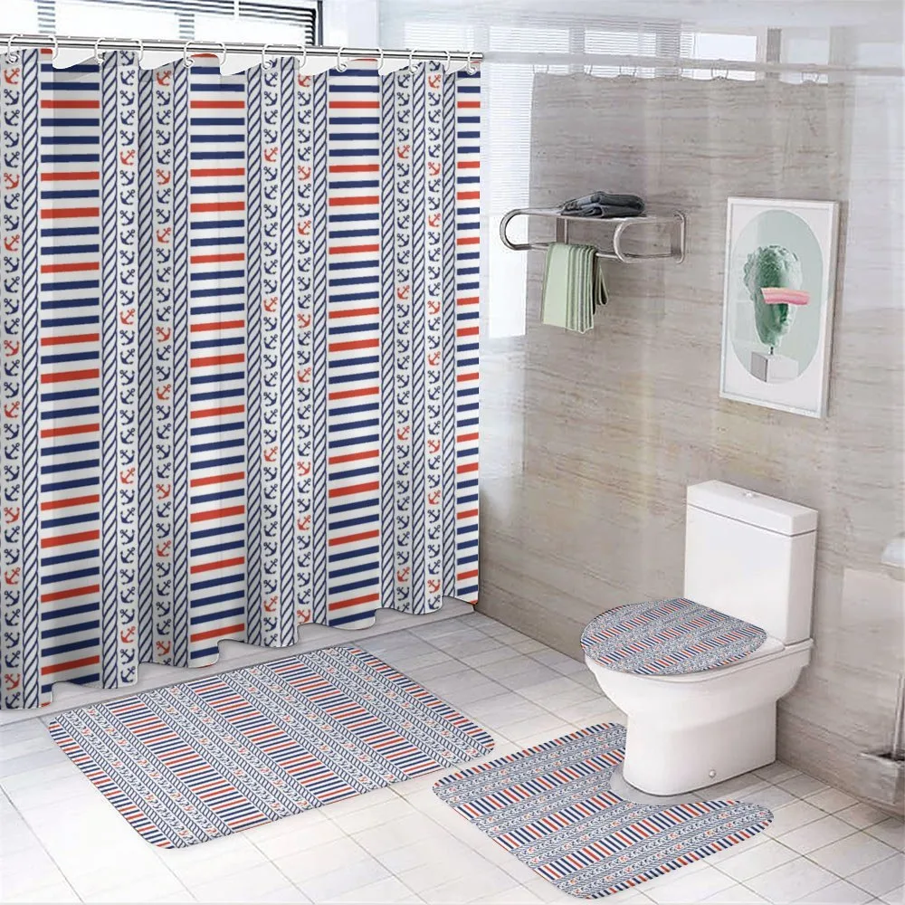 Marine Pattern Stripes — 4-Piece Bathroom Set preview