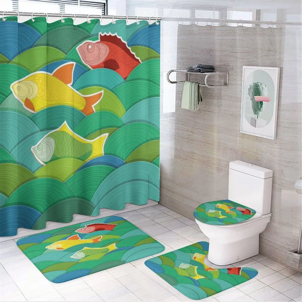 Sea Marine Waves Funky — 4-Piece Bathroom Set preview