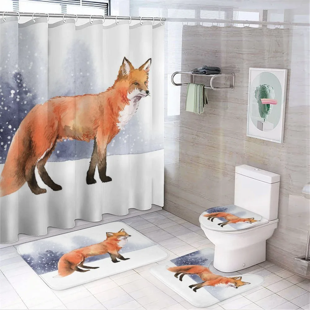 Side View Painting Snow Animal — 4-Piece Bathroom Set preview