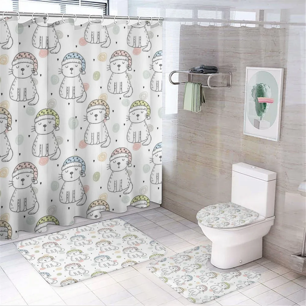 Sleeping Colorful Cat — 4-Piece Bathroom Set preview